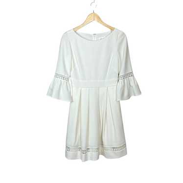 Eliza J Pleated Bell Sleeve Ivory Dress Size 4 - image 1