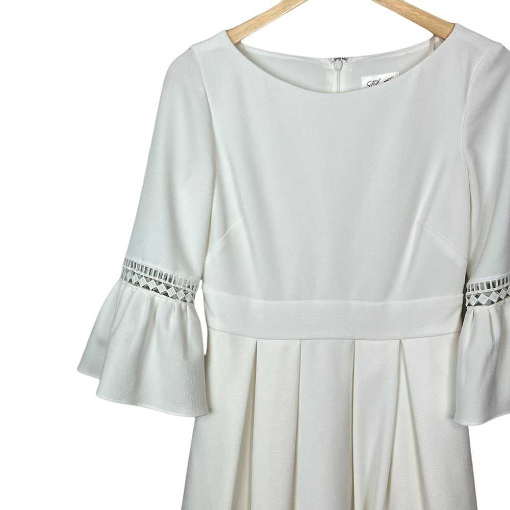 Eliza J Pleated Bell Sleeve Ivory Dress Size 4 - image 5