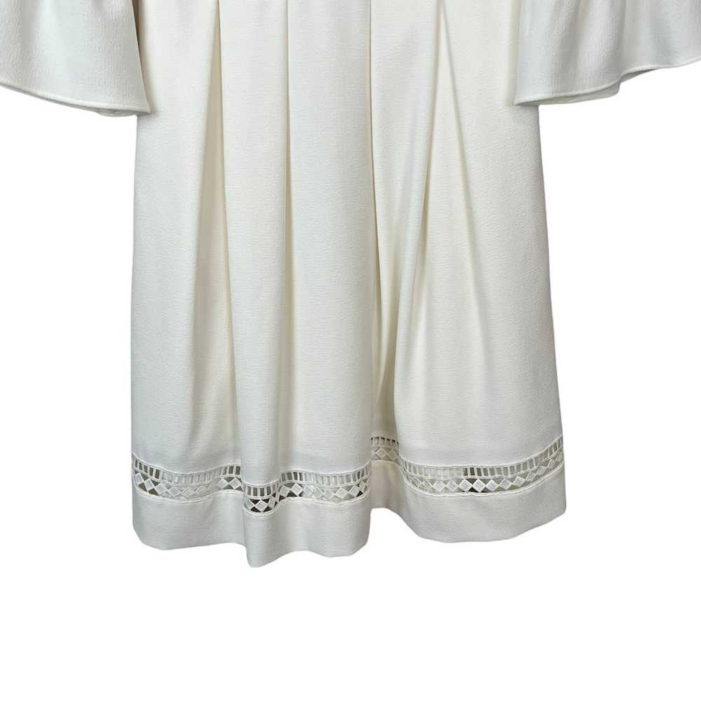 Eliza J Pleated Bell Sleeve Ivory Dress Size 4 - image 6