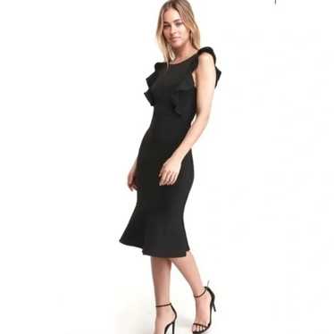 Lulus Hearts Aflutter Black Ruffled Bodycon Midi D