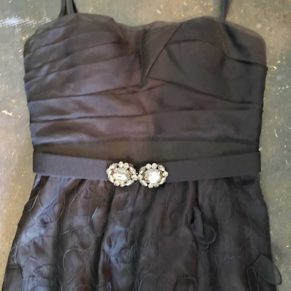 BCBG  Black Strapless Organza Mini Dress Jewel Wa… - image 3