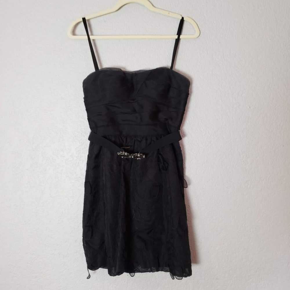 BCBG  Black Strapless Organza Mini Dress Jewel Wa… - image 7