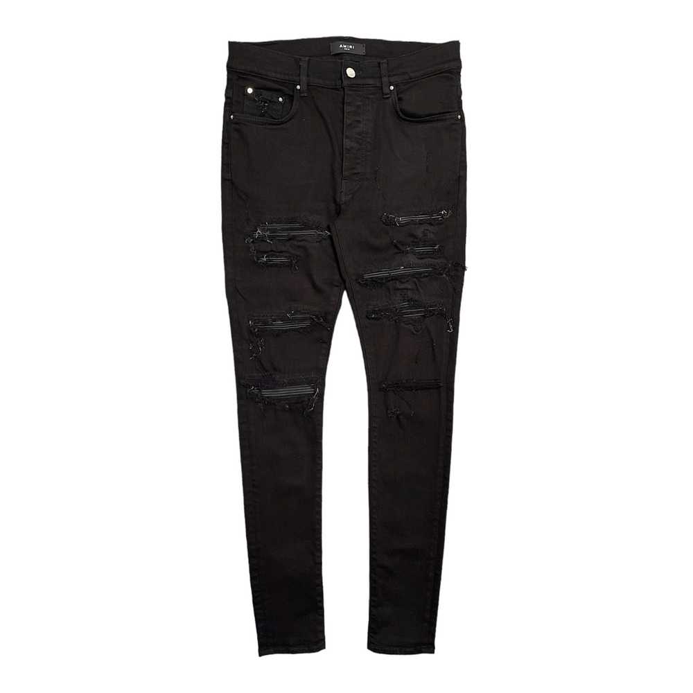 Amiri Amiri Leather Patch Thrasher Jeans Overdyed… - image 1