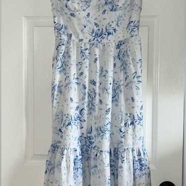 white & blue floral maxi dress