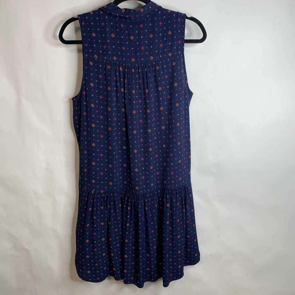 GAP Blue Diamond Print Sleeveless Shirt Dress Sz … - image 2