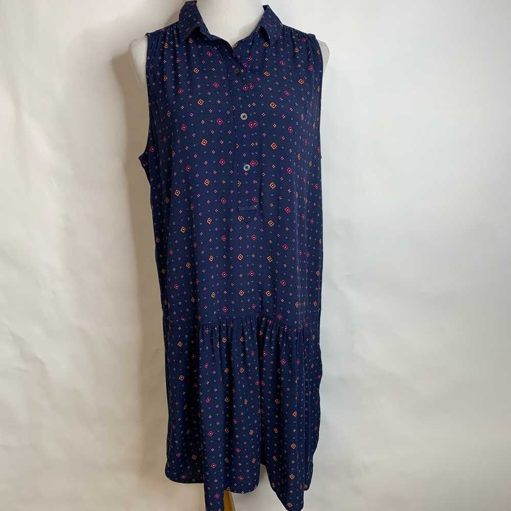 GAP Blue Diamond Print Sleeveless Shirt Dress Sz … - image 3