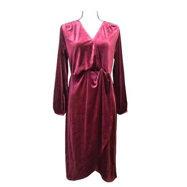 A New Day Holiday Wrap Dress Velvet Red Long Slee… - image 1