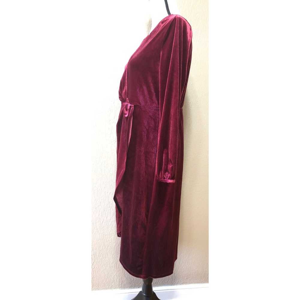 A New Day Holiday Wrap Dress Velvet Red Long Slee… - image 3