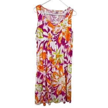 Jones New York Sleeveless Orange Pink White Flora… - image 1