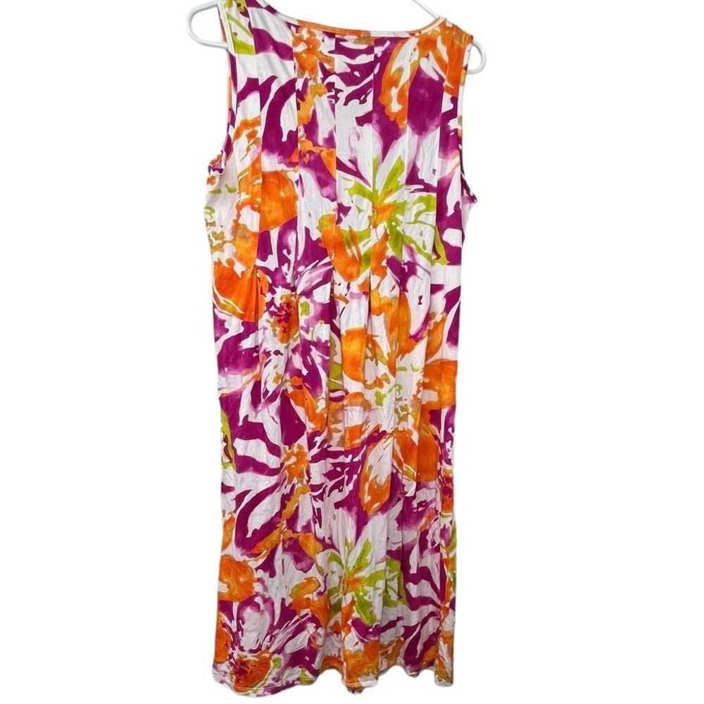 Jones New York Sleeveless Orange Pink White Flora… - image 2