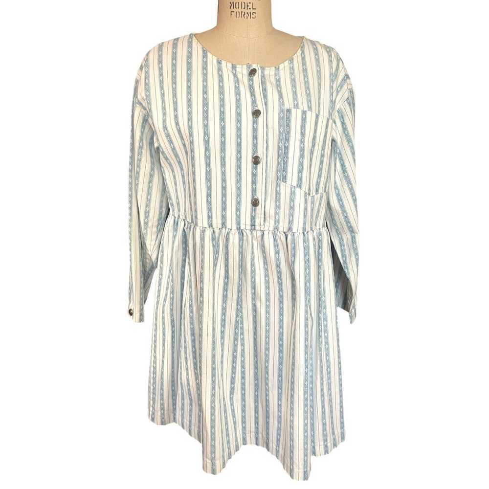 Vintage Long Sleeve Fit & Flare Cotton Striped We… - image 1