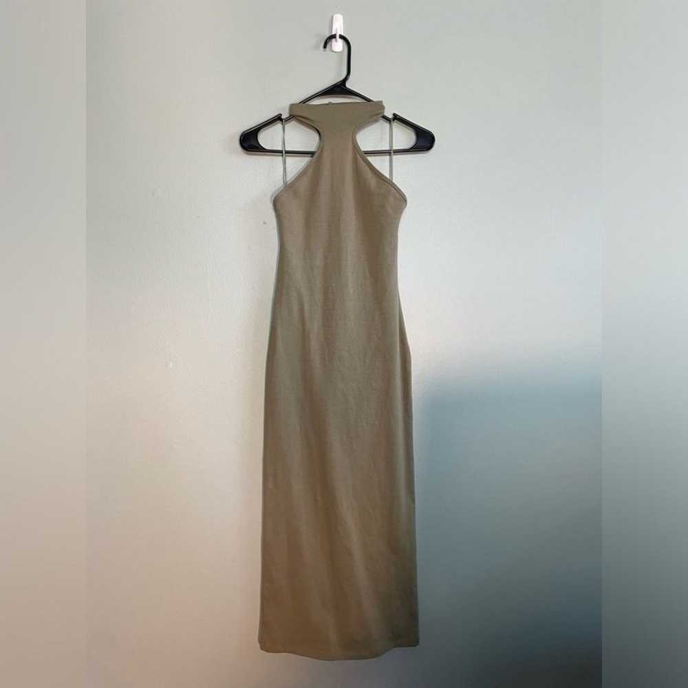 Zara Cotton Olive Green Halter High Neck Midi Bod… - image 2