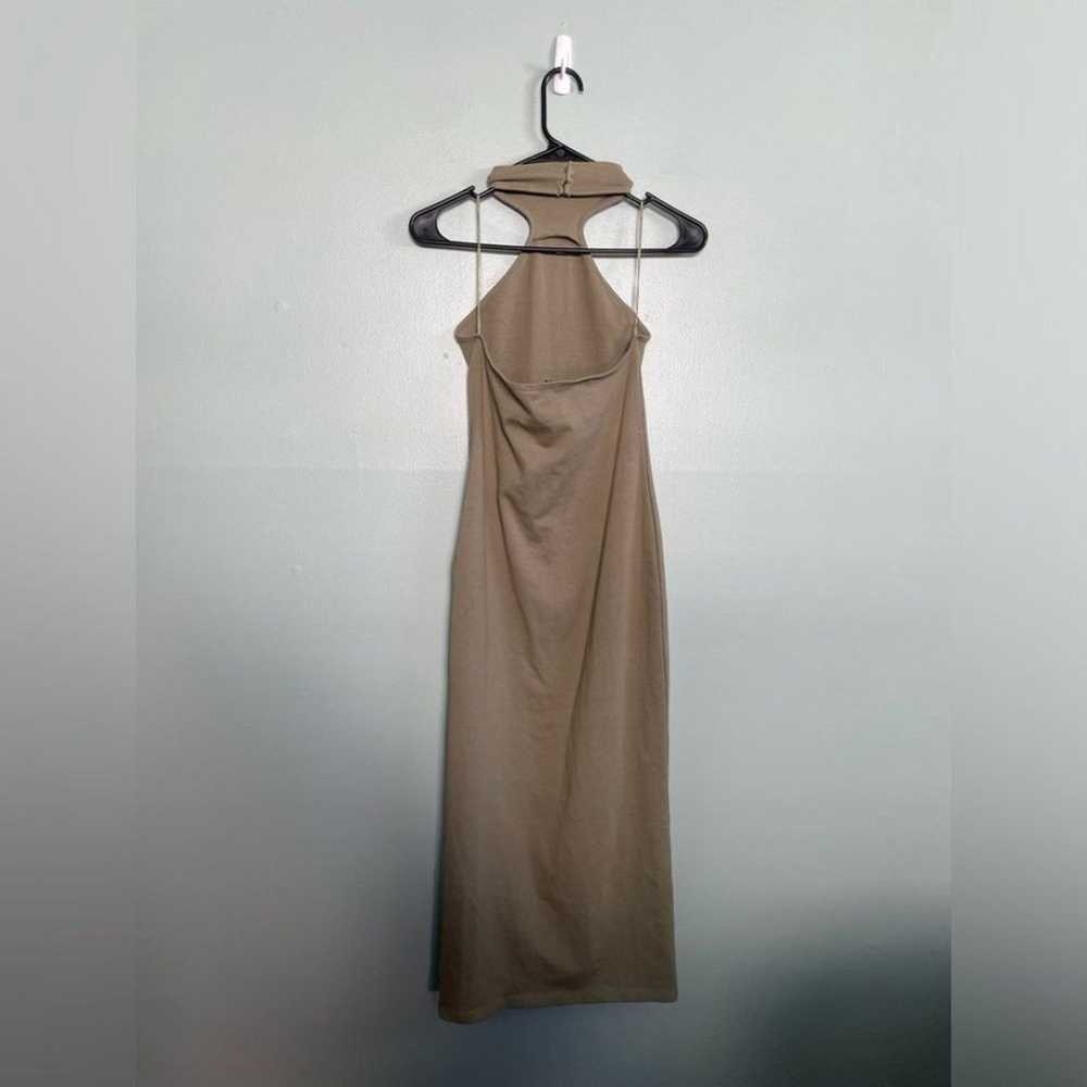 Zara Cotton Olive Green Halter High Neck Midi Bod… - image 7