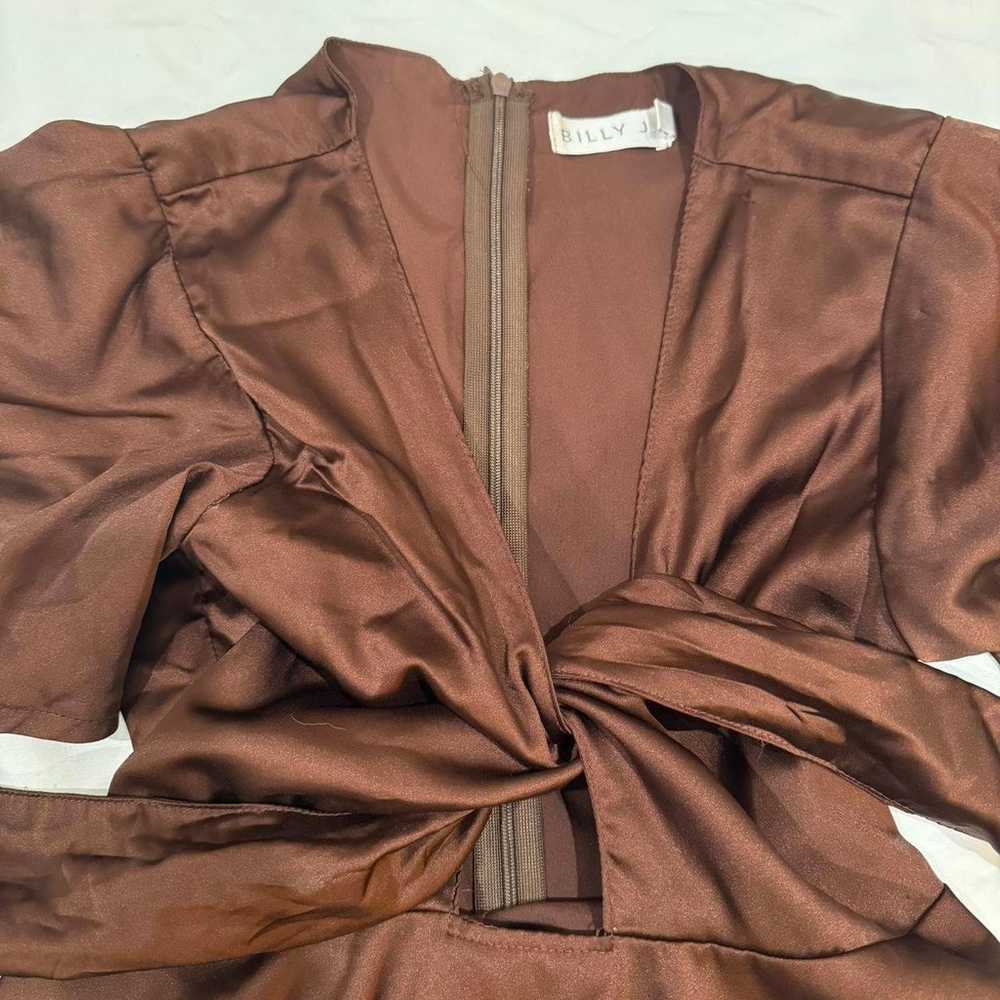 Billy J Women's Brown Satin Dress - image 2