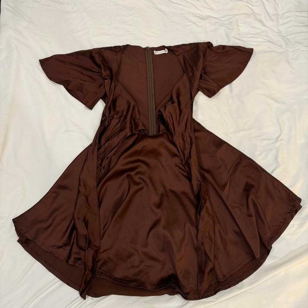 Billy J Women's Brown Satin Dress - image 3