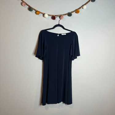 Calvin Klein navy blue flouncy sleeve shift dress