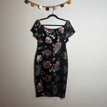 Premier Amour black floral off shoulder dress