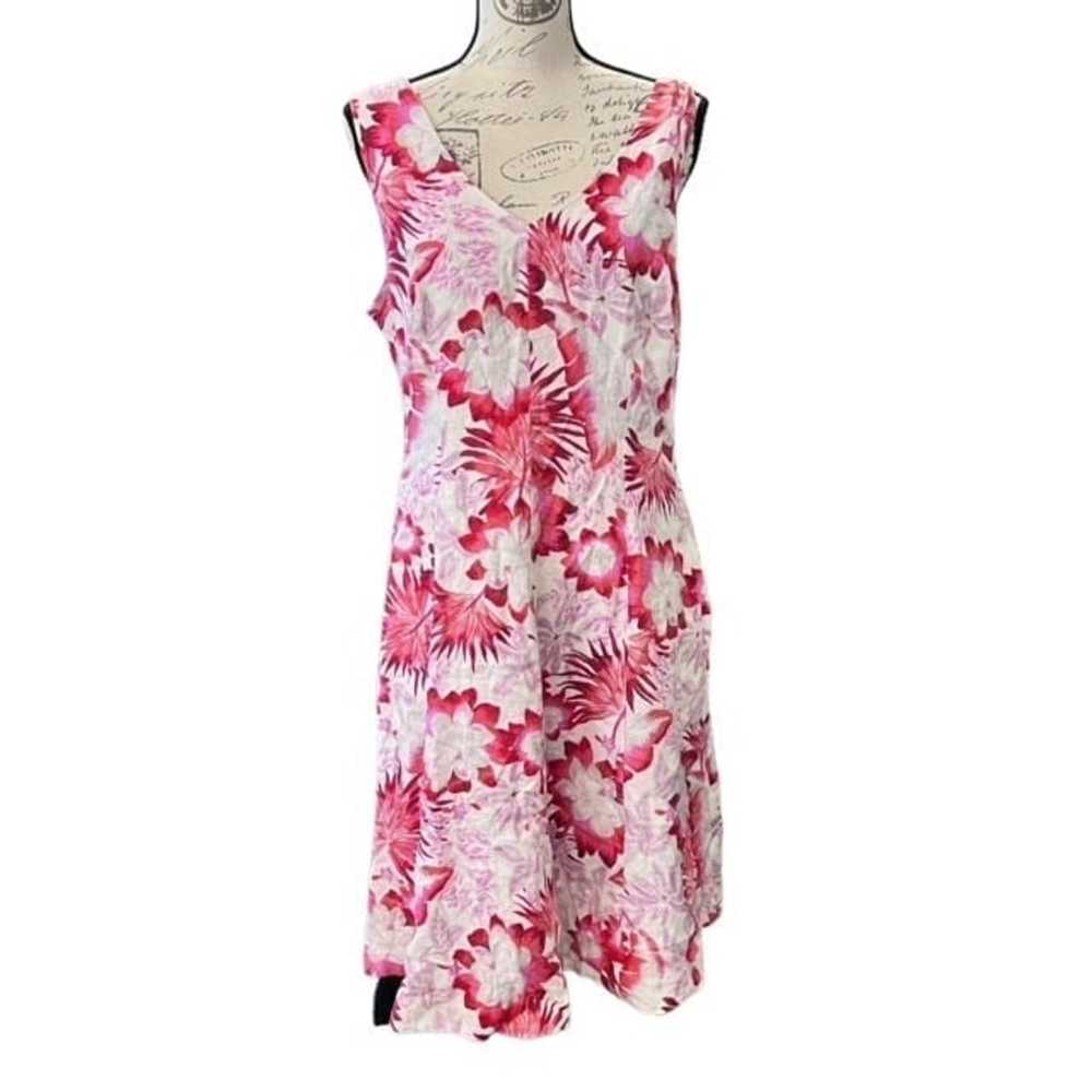 LANDS' END FLORAL PRINT LINEN SUN DRESS Size 12 F… - image 2