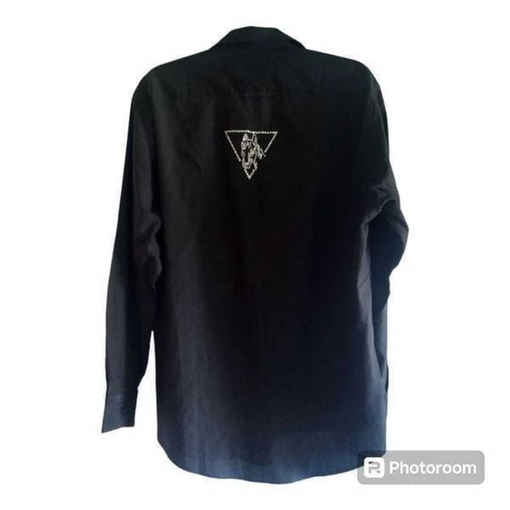 H&J Western Rhinestone Horse Black Long Sleeve Sh… - image 5