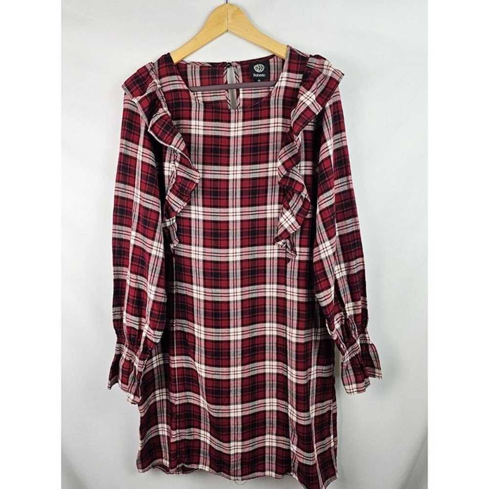 Bobeau Women's Dress Size XL Red Plaid Ruffle Lon… - image 10