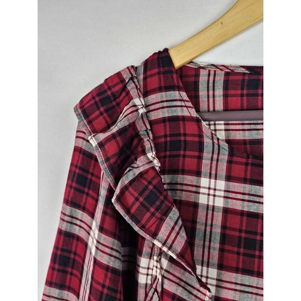 Bobeau Women's Dress Size XL Red Plaid Ruffle Lon… - image 3