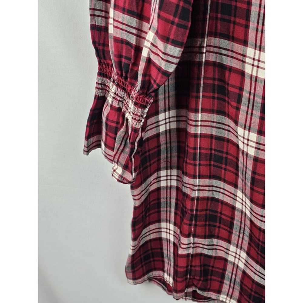 Bobeau Women's Dress Size XL Red Plaid Ruffle Lon… - image 5