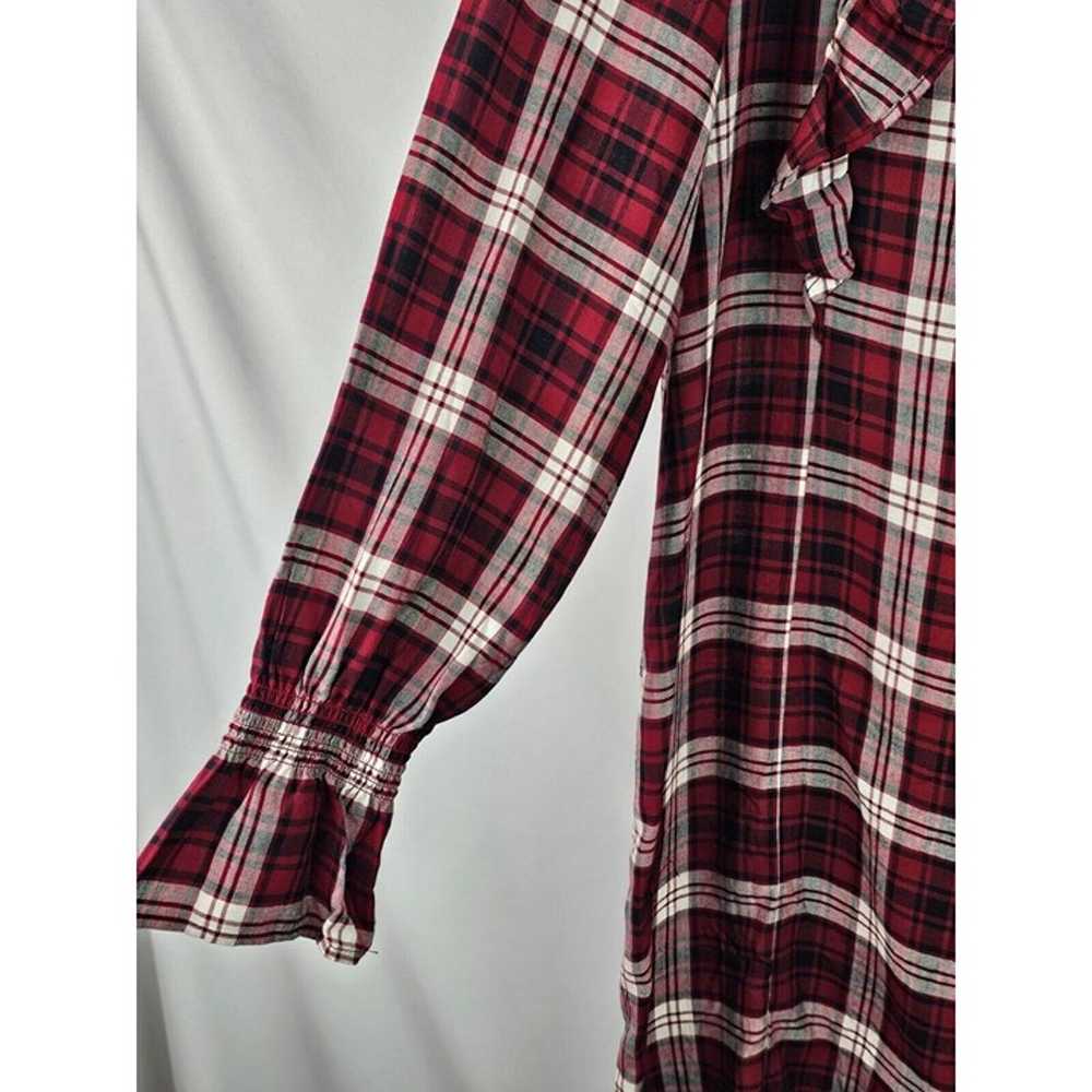 Bobeau Women's Dress Size XL Red Plaid Ruffle Lon… - image 6