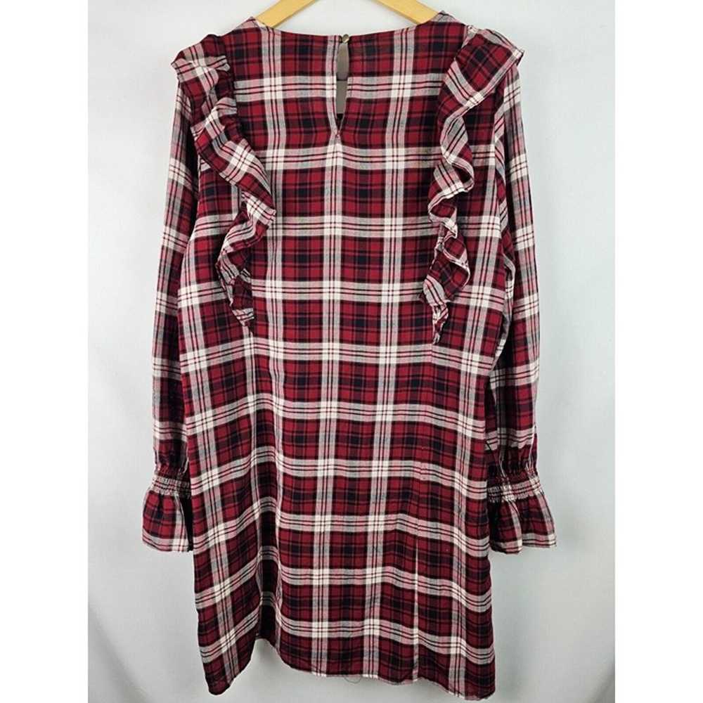 Bobeau Women's Dress Size XL Red Plaid Ruffle Lon… - image 8