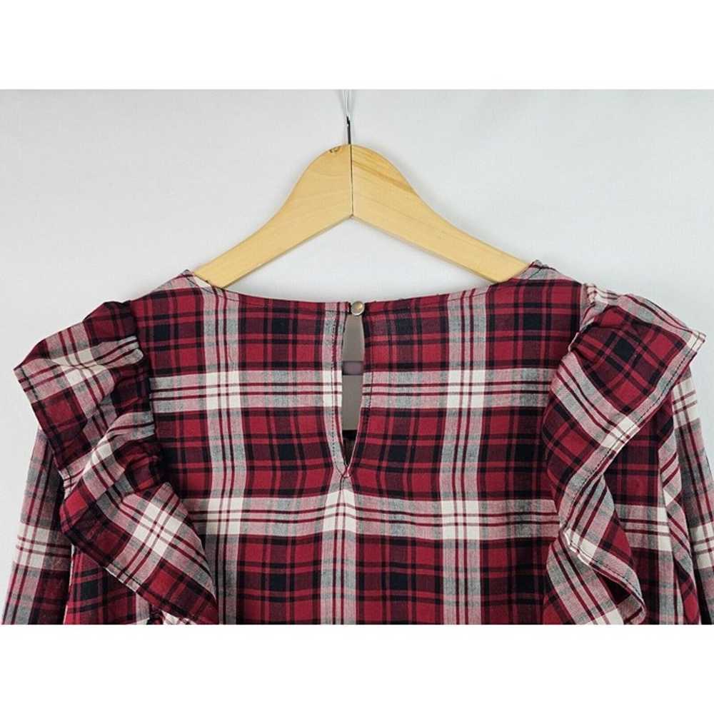 Bobeau Women's Dress Size XL Red Plaid Ruffle Lon… - image 9