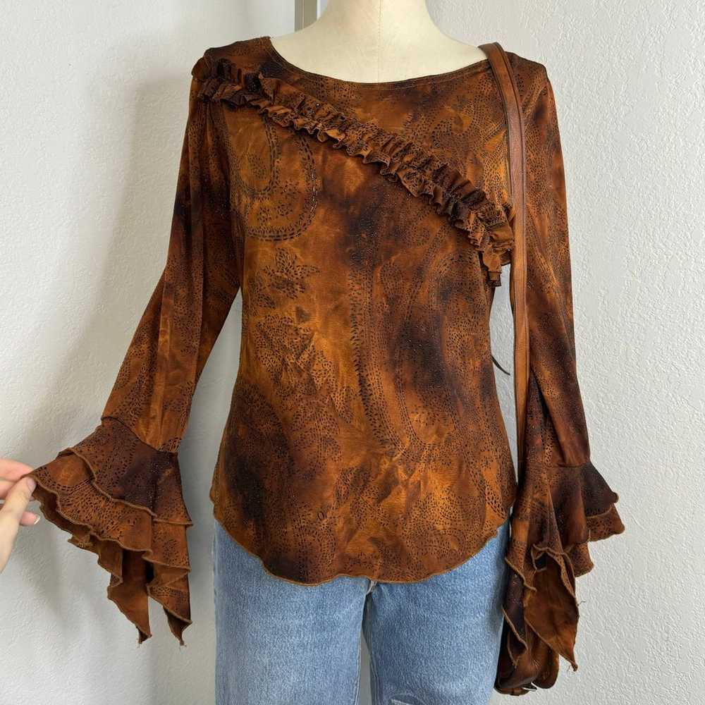 Vintage 90s Fairlycore Fairy Grunge Brown Orange … - image 1