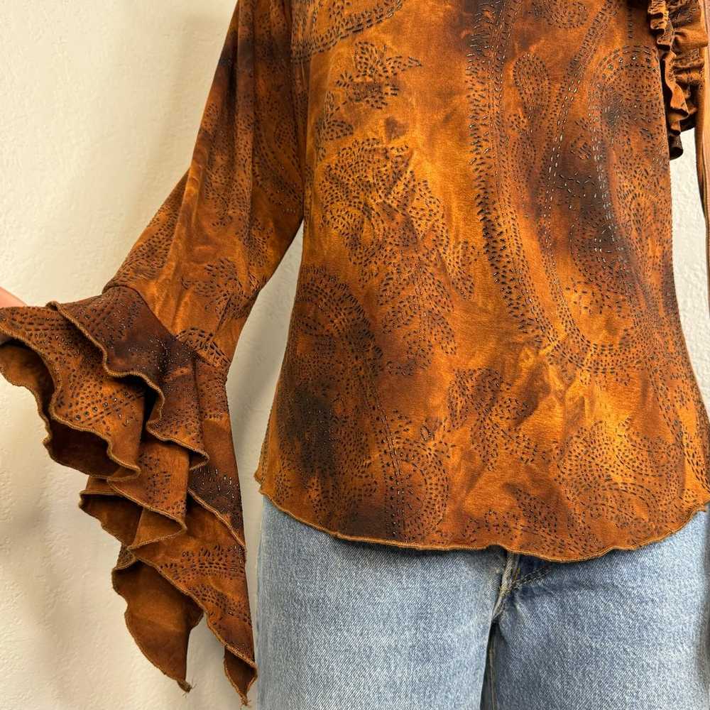 Vintage 90s Fairlycore Fairy Grunge Brown Orange … - image 2