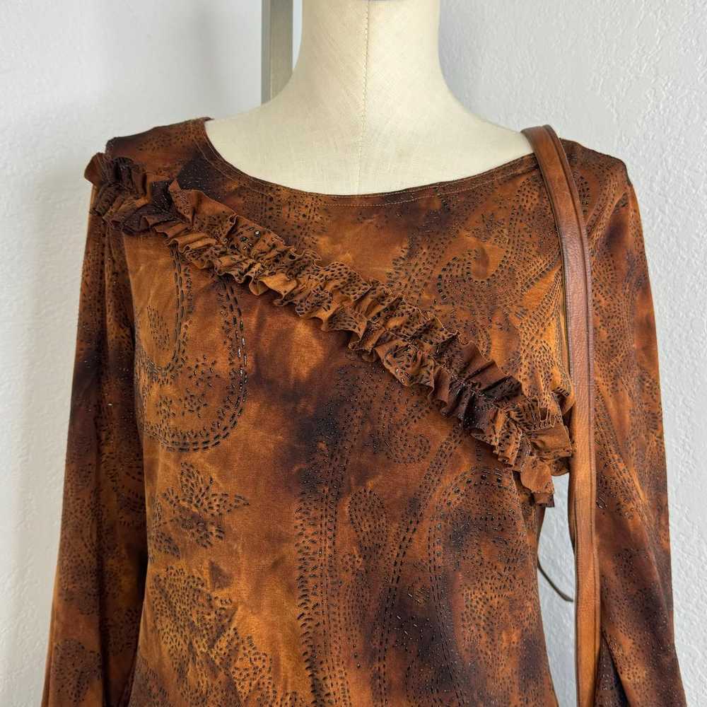 Vintage 90s Fairlycore Fairy Grunge Brown Orange … - image 3