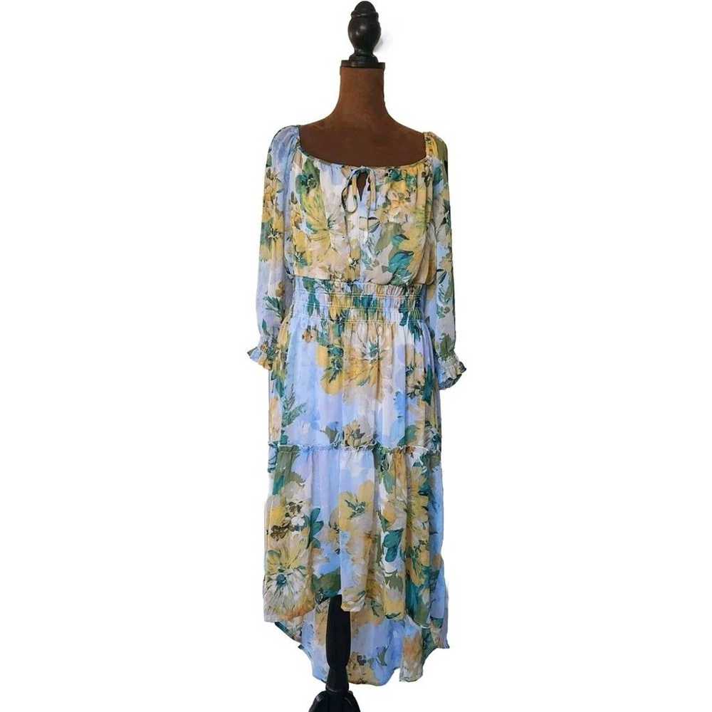 Anthropologie Fig And Flower Dress Size XL Blue F… - image 1