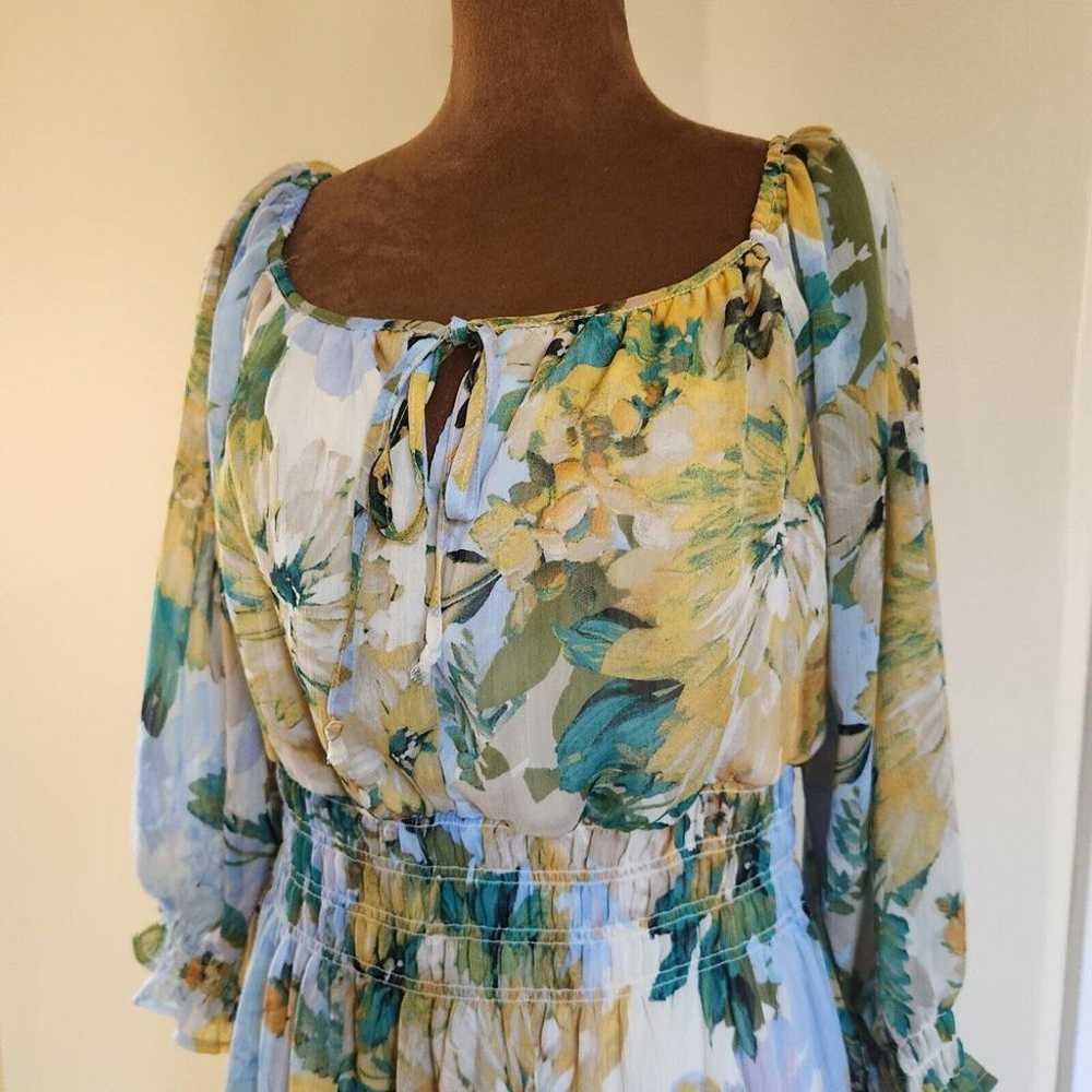 Anthropologie Fig And Flower Dress Size XL Blue F… - image 2