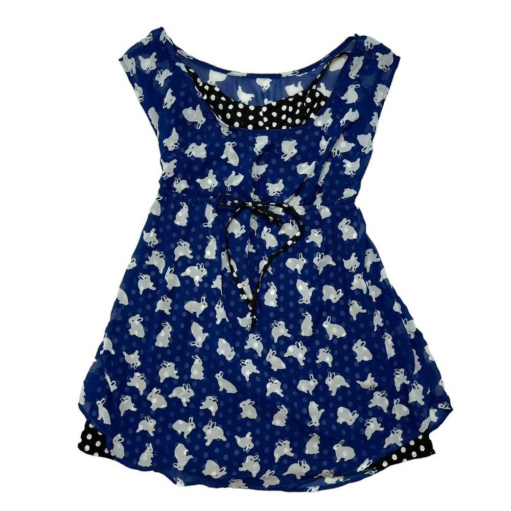 HOT TOPIC Blue Bunny & Polka Dot Retro Style Slip… - image 4