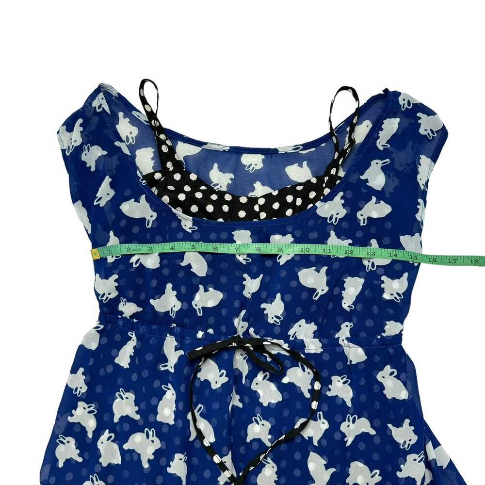 HOT TOPIC Blue Bunny & Polka Dot Retro Style Slip… - image 8