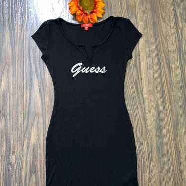 GUESS Glitter Logo Bodycon T-Shirt Dress | MEDIUM 