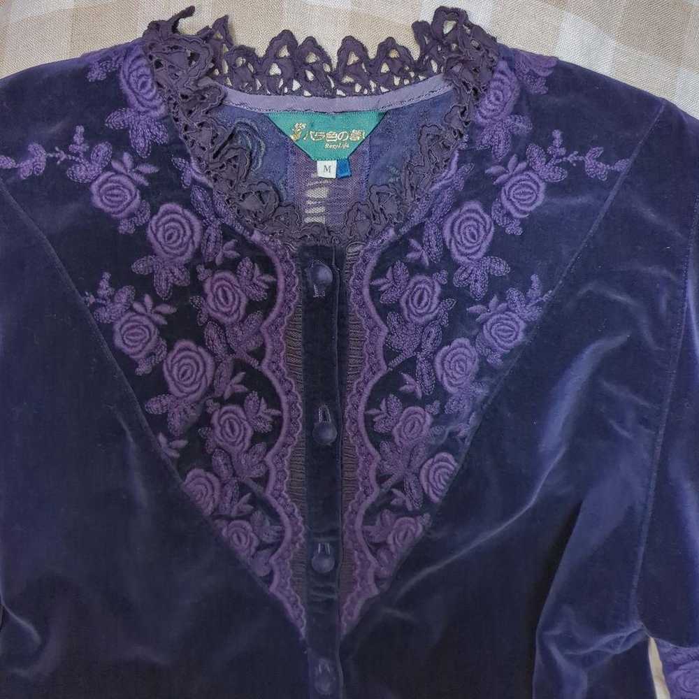 Rosy life, purple, blouse, jacket, velveteen. - image 1