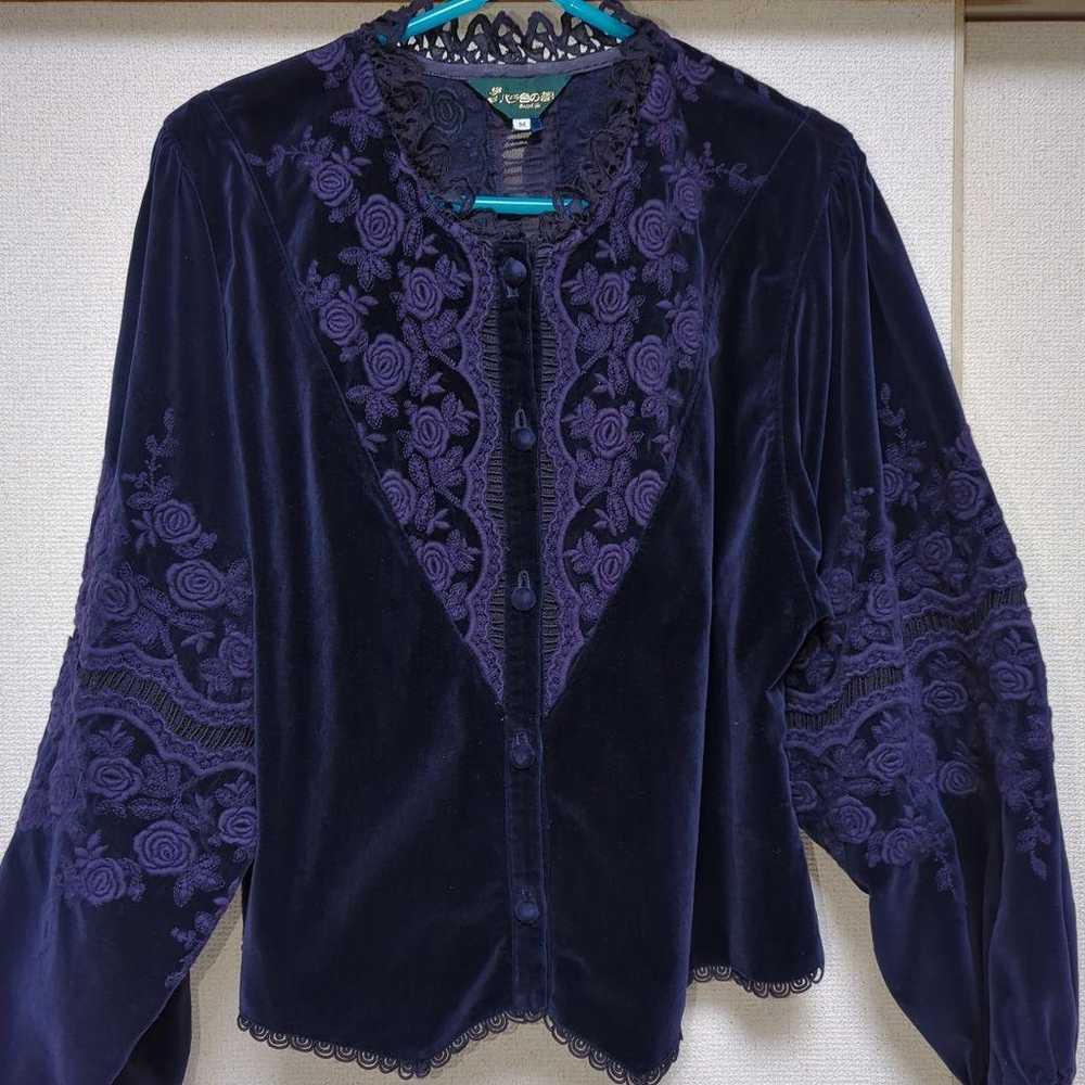 Rosy life, purple, blouse, jacket, velveteen. - image 2