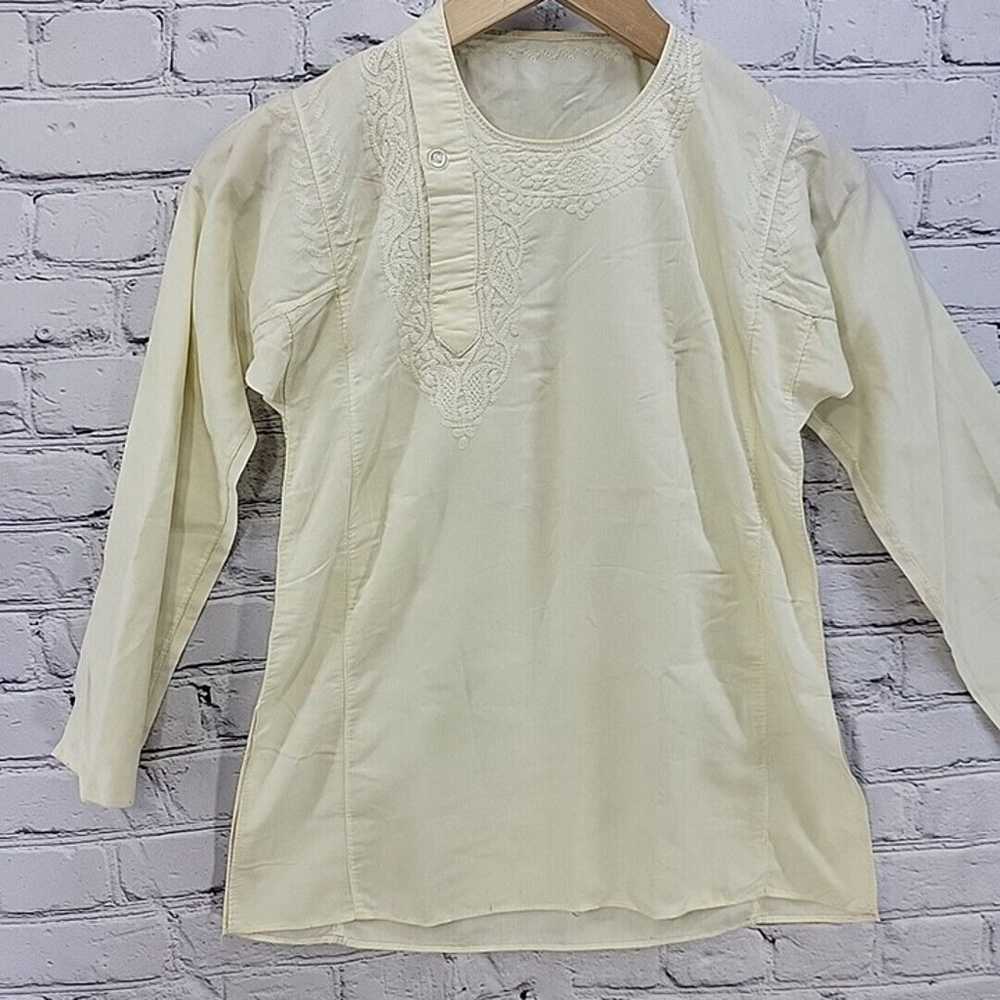 Vintage Top Kurta Cream XS Unisex Handmade - image 2