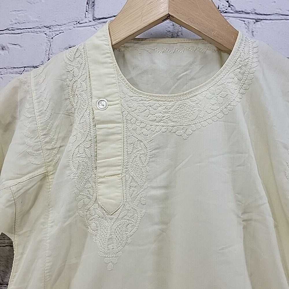 Vintage Top Kurta Cream XS Unisex Handmade - image 3