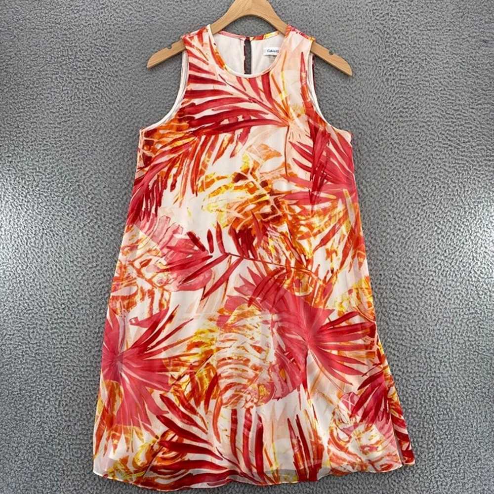 Calvin Klein Dress Womens 6 Orange Multi Fern Flo… - image 1