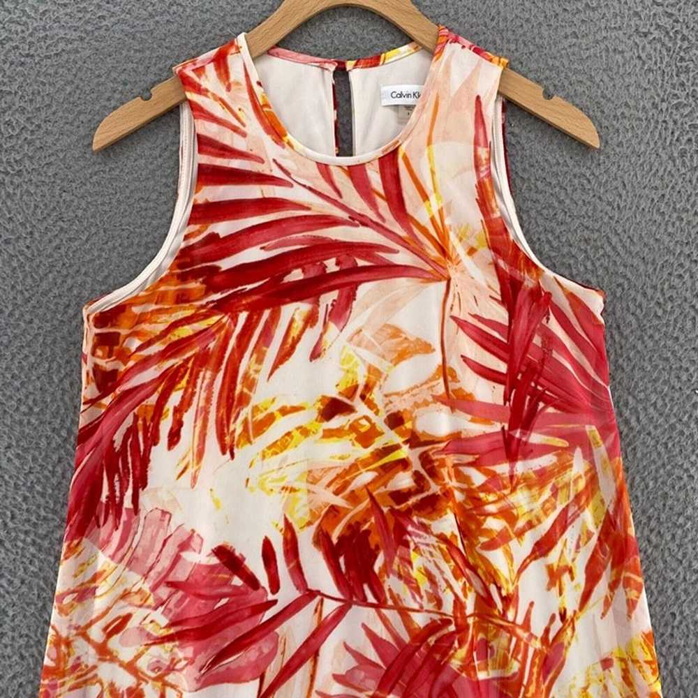 Calvin Klein Dress Womens 6 Orange Multi Fern Flo… - image 2