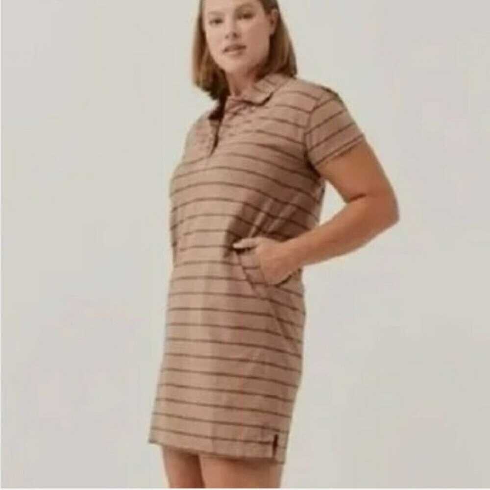 PACT Pinstripe Collared Polo Dress Cotton - Peach… - image 1