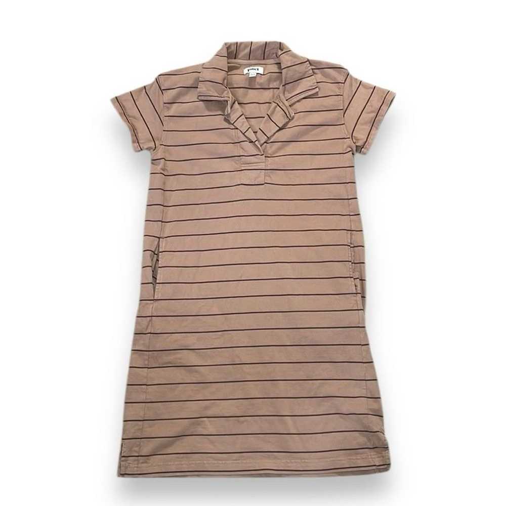 PACT Pinstripe Collared Polo Dress Cotton - Peach… - image 3