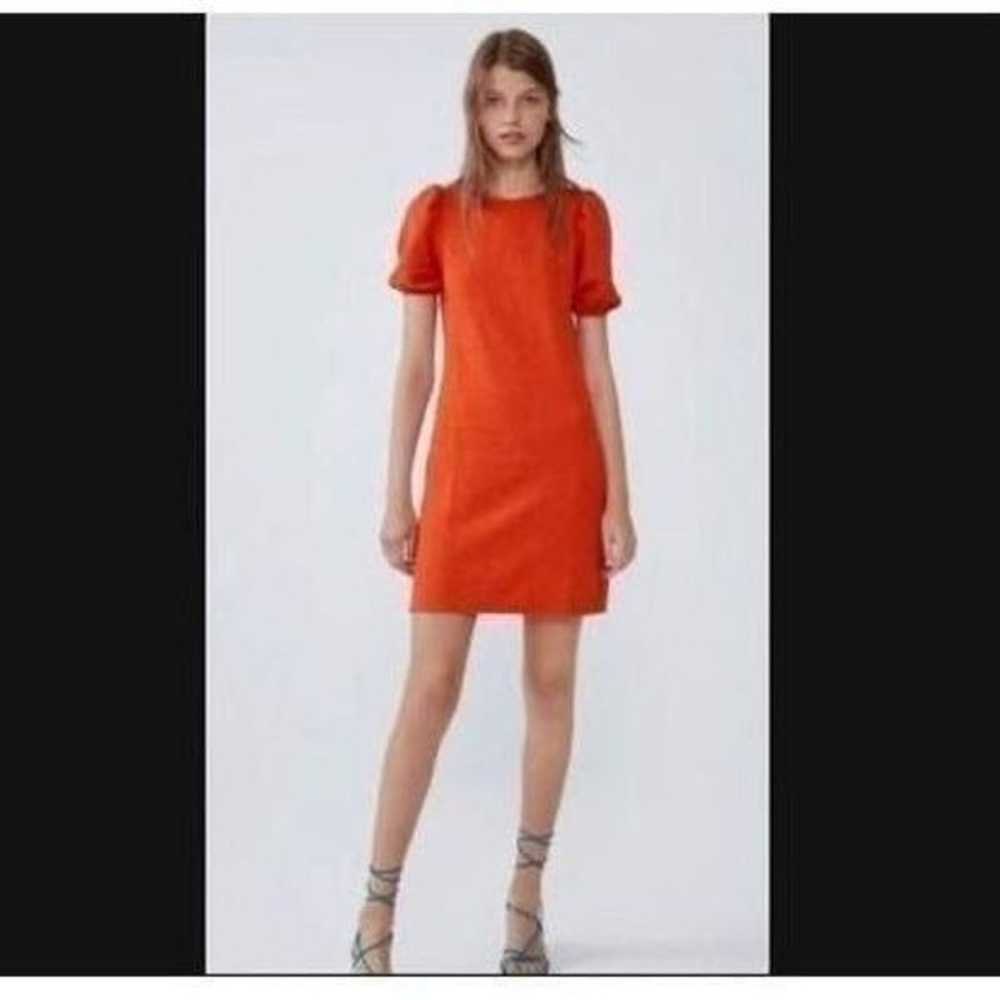 Zara Orange Nubby Texture Shift Dress Pouf Short … - image 2