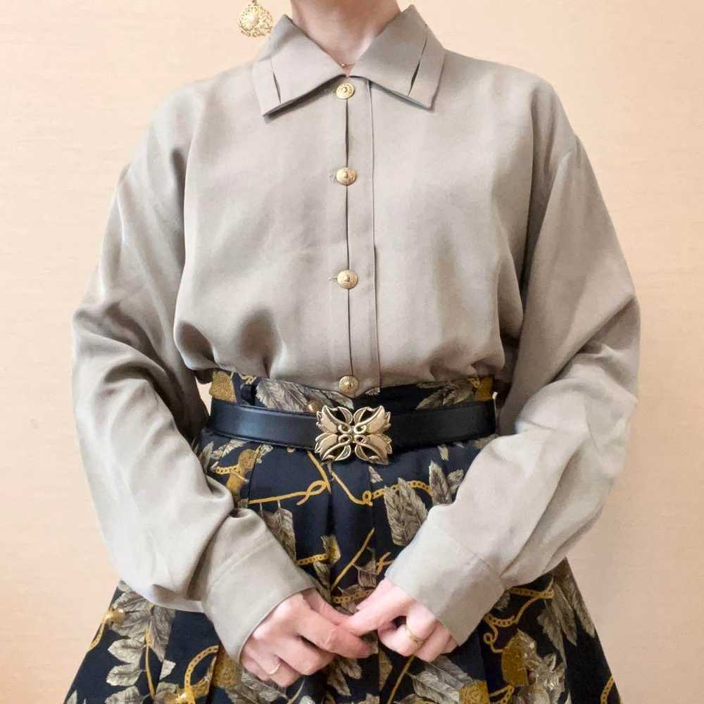 Solid shirt design blouse, Showa retro, vintage, … - image 3