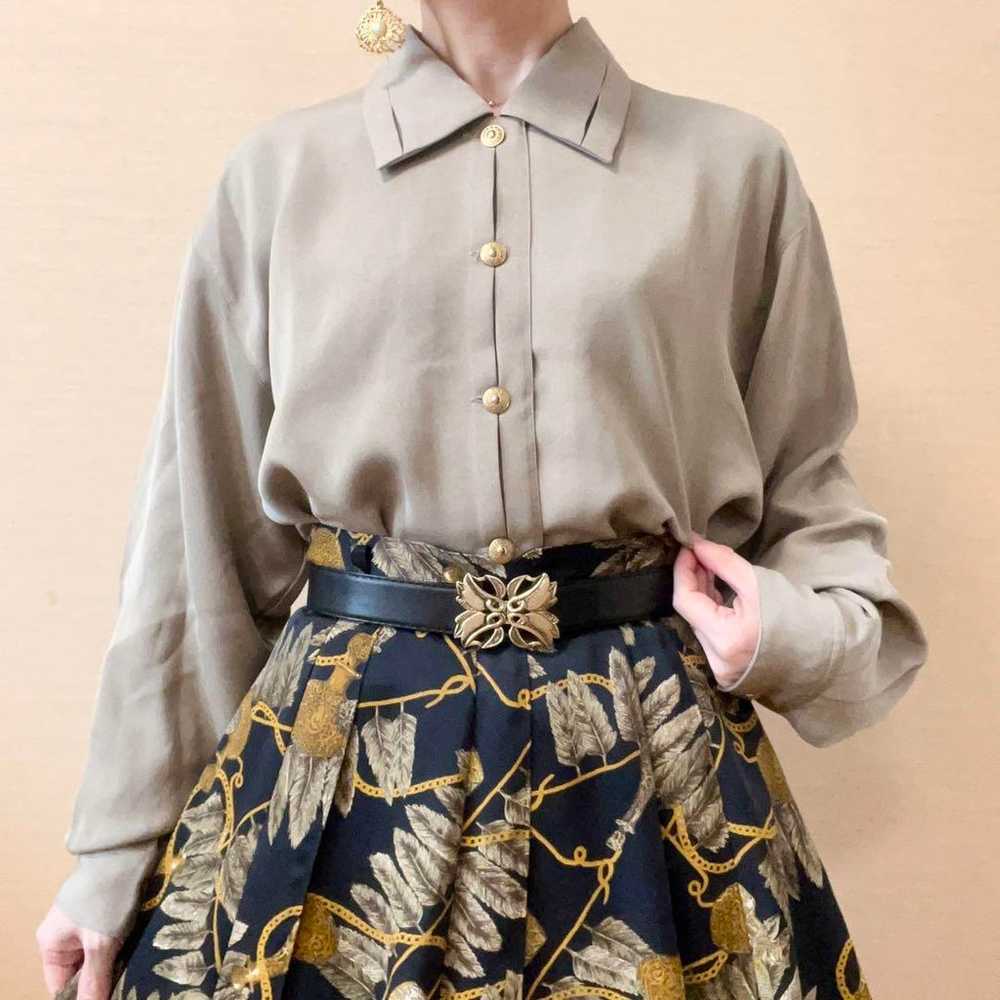 Solid shirt design blouse, Showa retro, vintage, … - image 4