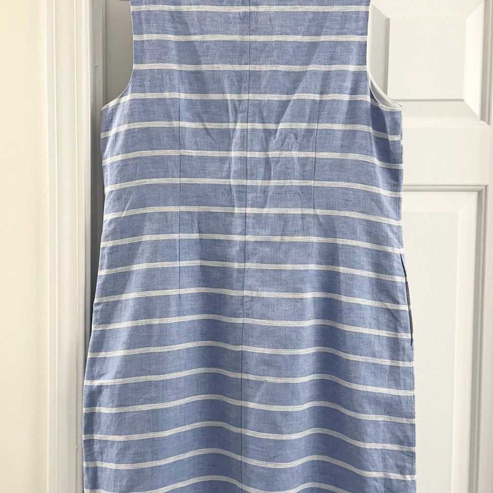 Talbots Light Blue White Striped Crochet Split Ne… - image 4