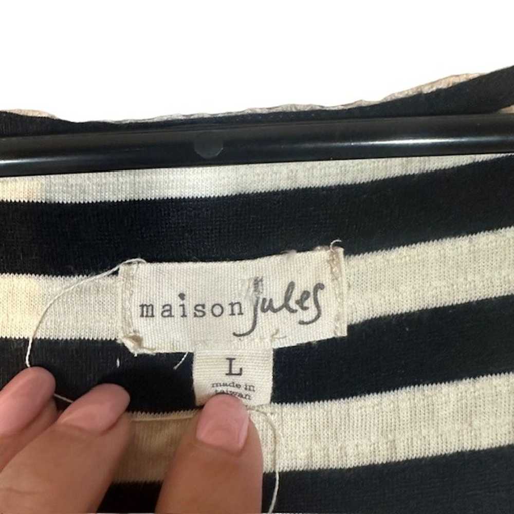 Maison Jules Navy Blue & White Striped Lace Appli… - image 8